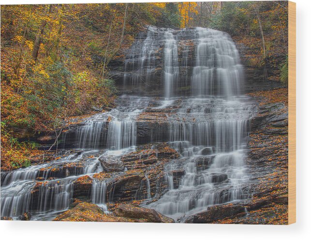 Waterfall Wood Print featuring the photograph Autumn Waterfall #2 by Blaine Owens