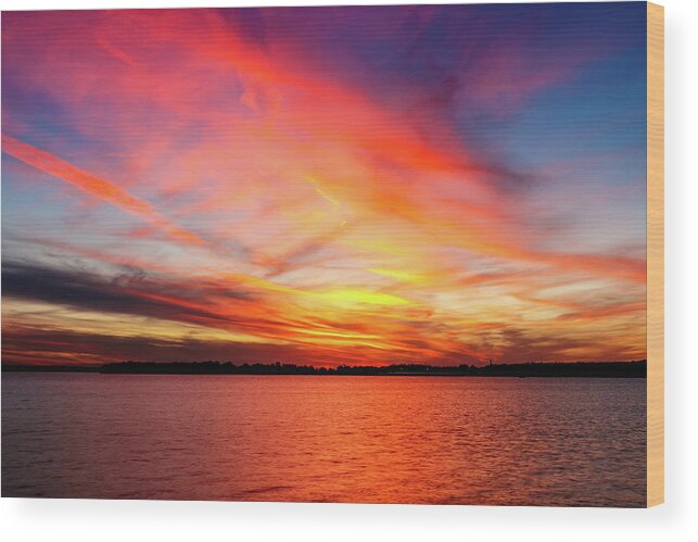 Horizontal Wood Print featuring the photograph Colorful Sunset #2 by Doug Long