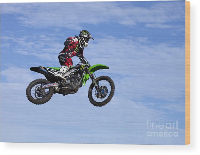 2 Wood Print featuring the photograph Daytona Supercross Motorcycle Race #2 by Anthony Totah