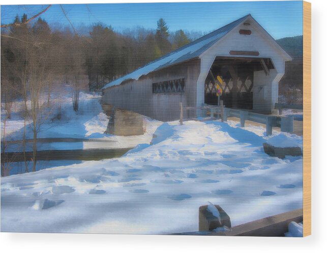 Williamsville Vermont Wood Print featuring the photograph Dummerston Bridge #2 by Tom Singleton