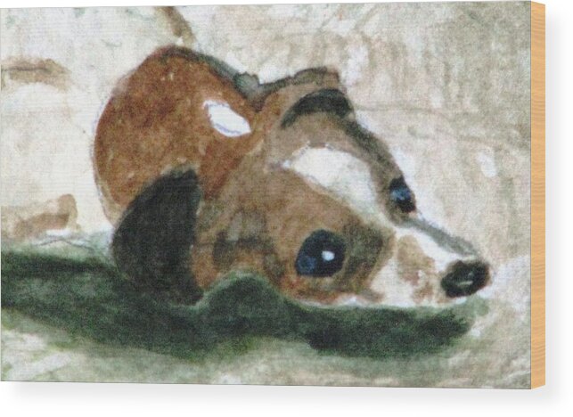 Dog Wood Print featuring the painting Forlorn #2 by Angela Davies