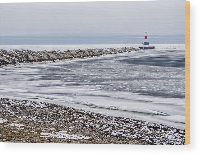 Season Wood Print featuring the photograph Frozen Winter Scenes On Great Lakes #2 by Alex Grichenko