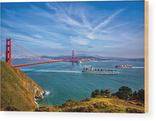 Golden Gate Bridge Wood Print featuring the photograph Golden Gate Bridge by Lev Kaytsner