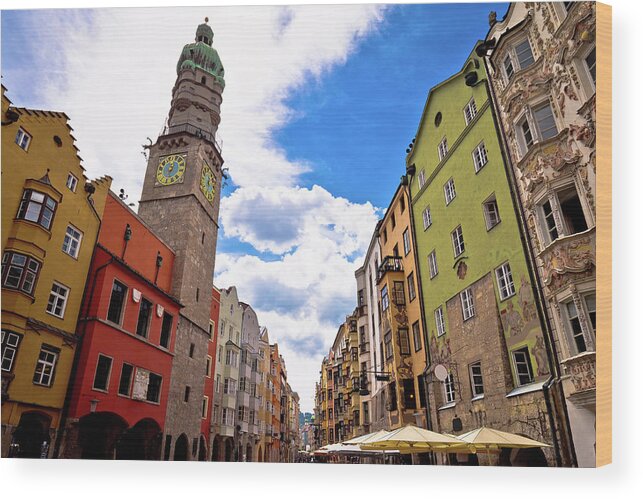 Innsbruck Wood Print featuring the photograph Historic street of Innsbruck view #2 by Brch Photography