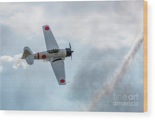 Japanese Zero Wood Print featuring the photograph Japanese Zero- Mitsubishi A6M #3 by Rene Triay FineArt Photos