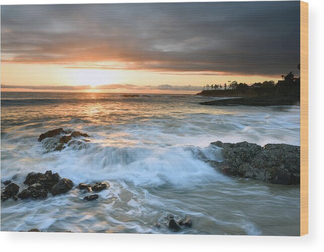 Laguna Beach Wood Print featuring the photograph Laguna Beach Sunset #2 by Dung Ma