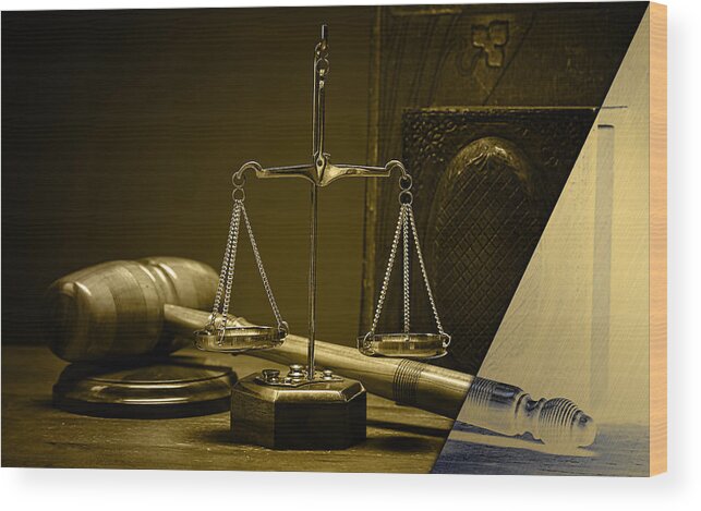 Law Wood Print featuring the mixed media Law Office and Judge Collection #1 by Marvin Blaine