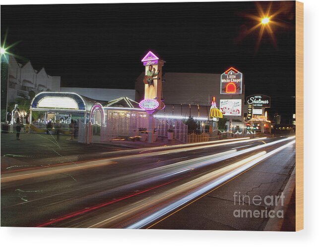 Vegas Wood Print featuring the photograph Little White Chapel wedding chapel on Las Vegas #2 by Anthony Totah