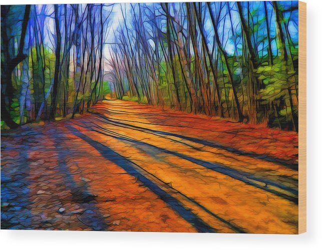 Nature Wood Print featuring the digital art Long shadows #2 by Lilia S
