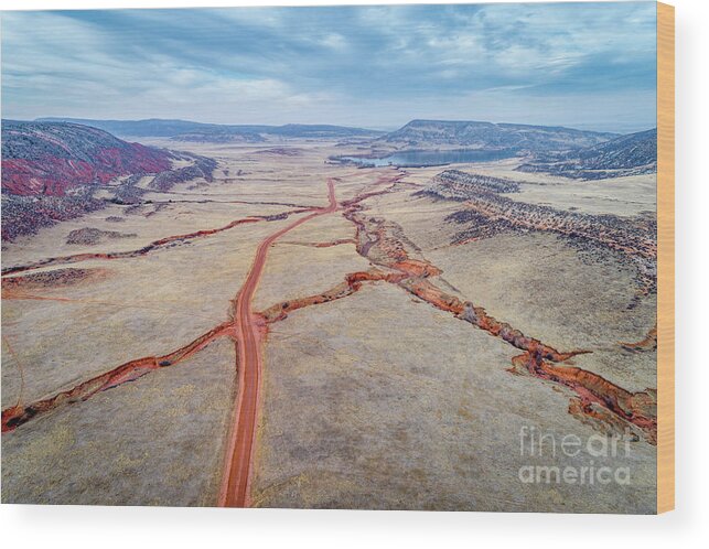 Colorado Wood Print featuring the photograph northern Colorado foothills aerial view #2 by Marek Uliasz