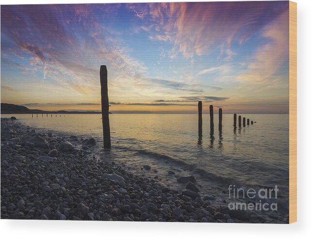 Beach Wood Print featuring the photograph Ocean Sunset #2 by Ian Mitchell