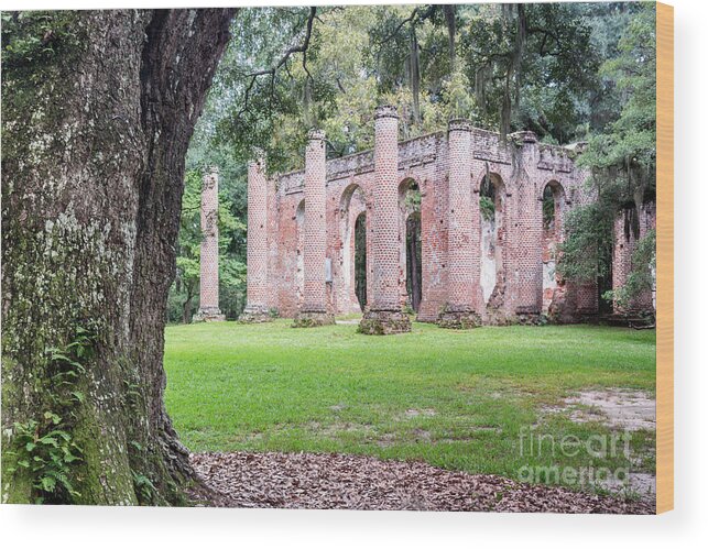 Old Sheldon Church Wood Print featuring the photograph Old Sheldon Church Ruins #2 by Dawna Moore Photography