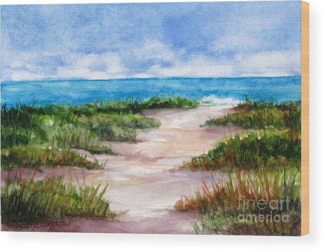 Beach Wood Print featuring the painting Path to the Beach #2 by Suzanne Krueger
