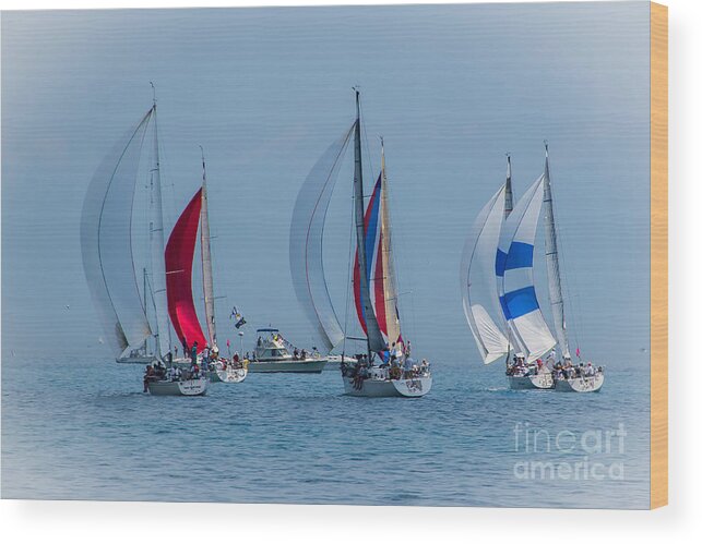 Sailboats Wood Print featuring the photograph Port Huron to Mackinac Race 2015 #2 by Ronald Grogan