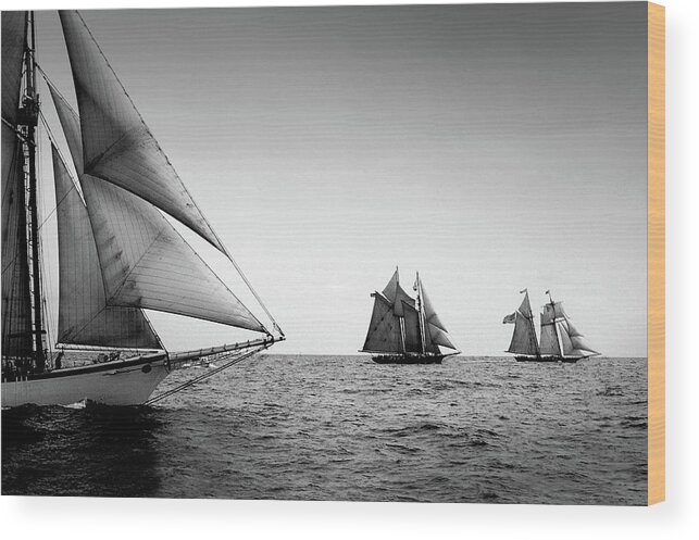 Windjammers Wood Print featuring the photograph Schooner Race by Fred LeBlanc
