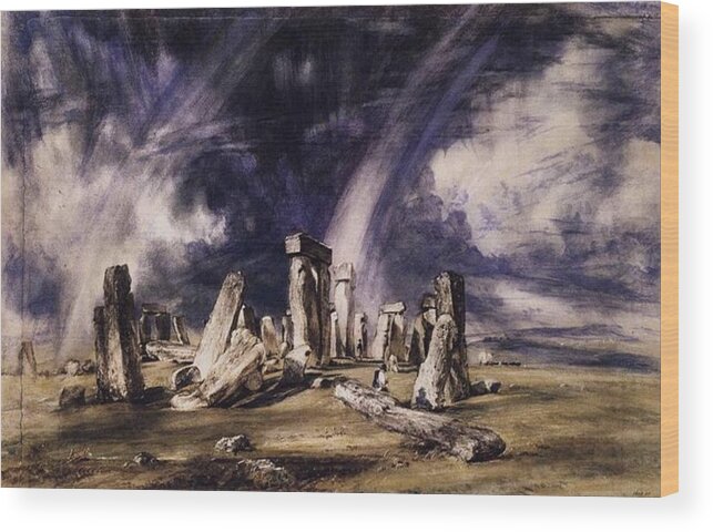 John Constable Wood Print featuring the painting Stonehenge by John Constable