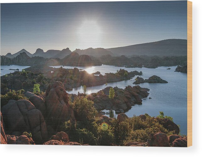 Landscapes Wood Print featuring the photograph Sunrise at Watson Lake #3 by Teresa Wilson