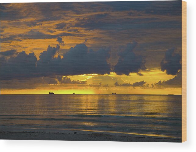 Sunrise Wood Print featuring the photograph Sunrise Miami Beach #2 by Dart Humeston