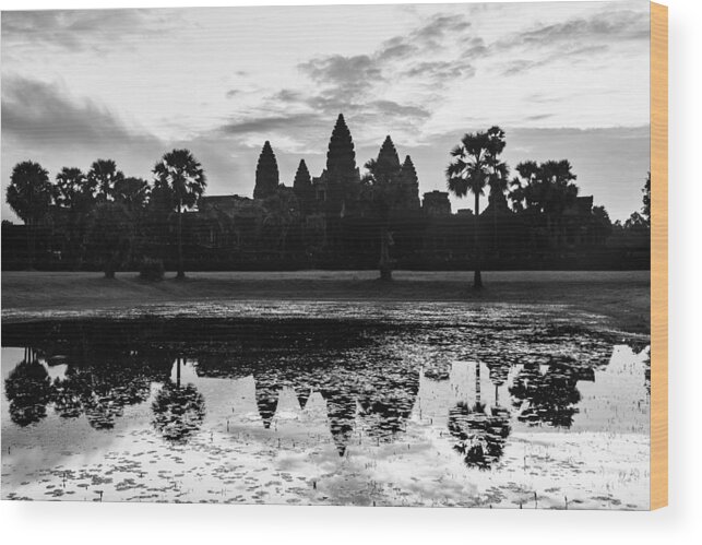 Ancient Wood Print featuring the photograph Sunrise over Angkor Wat #2 by Didier Marti