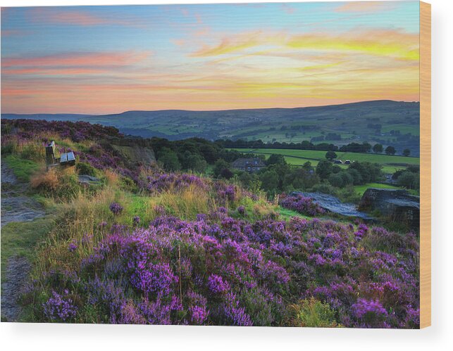 Flora Wood Print featuring the photograph Norland Moor Sunset #7 by Chris Smith