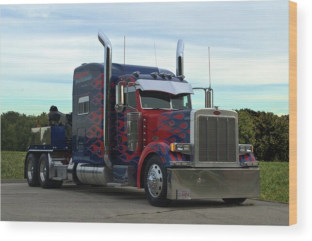 Transformers Wood Print featuring the photograph Transformers Optimus Prime Tow Truck by Tim McCullough