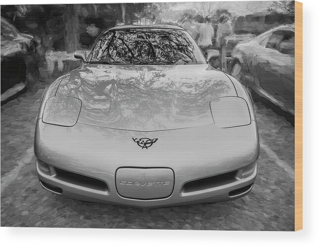 2001 Corvette Wood Print featuring the photograph 2001 Corvette LS1 c203 BW by Rich Franco