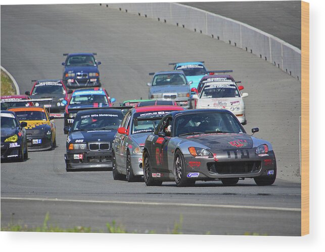 Motorsports Wood Print featuring the photograph 2003 Honda S2000 Leads Pack by Mike Martin