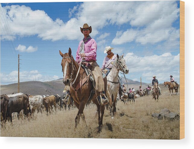 Reno Wood Print featuring the photograph 2016 Reno Cattle Drive 7 by Rick Mosher