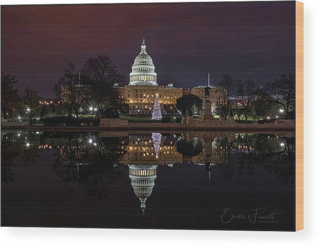Christmas Wood Print featuring the photograph 2017 Capitol Christmas by Erika Fawcett