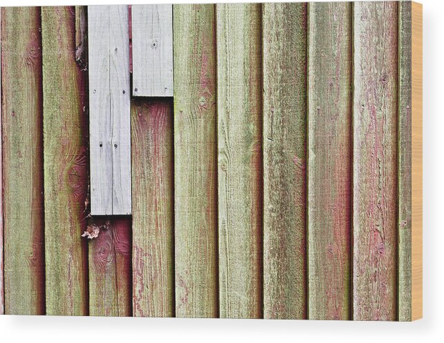 Abstract Wood Print featuring the photograph Fence panels #23 by Tom Gowanlock