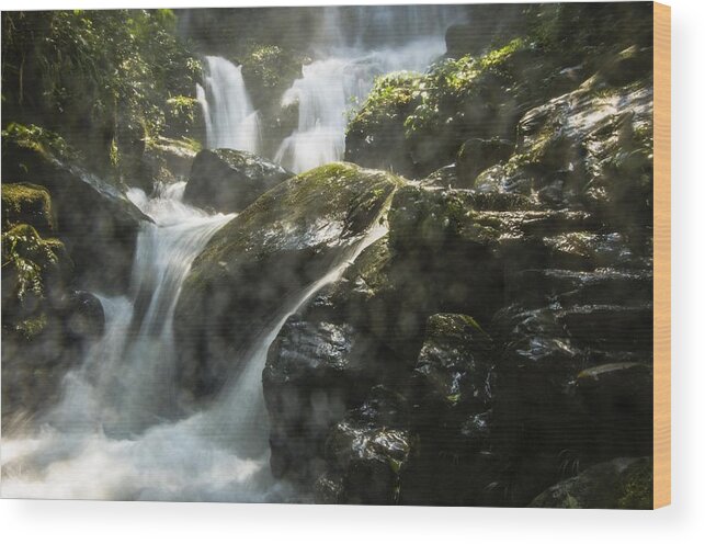 Waterfall Wood Print featuring the photograph Waterfall scenery #25 by Carl Ning