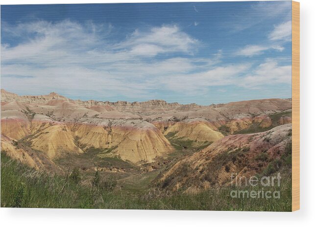 Badland Wood Print featuring the photograph Badlands National Park South Dakota by Adam Long