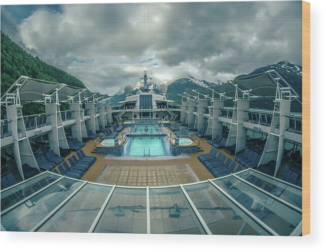 Ship Wood Print featuring the photograph beautiful Alaskan cruise ship scenery #3 by Alex Grichenko