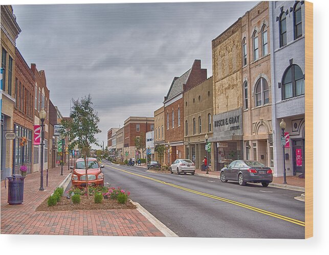 Spartanburg Wood Print featuring the photograph Spartanburg South Carolina City Skyline And Downtown Surrounding #3 by Alex Grichenko