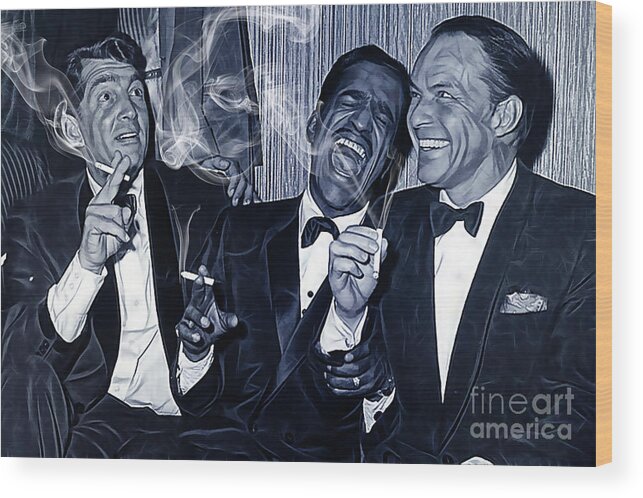 Frank Sinatra Wood Print featuring the mixed media The Rat Pack Collection #1 by Marvin Blaine