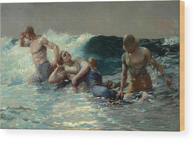 Winslow Homer Wood Print featuring the painting Undertow by Winslow Homer