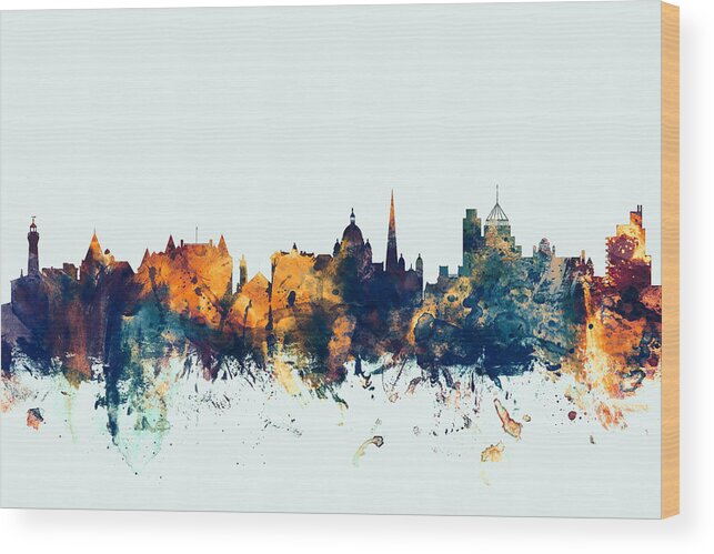 City Skyline Wood Print featuring the digital art Victoria Canada Skyline #3 by Michael Tompsett