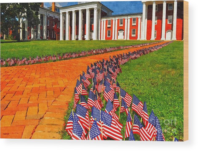 Washington And Lee University Wood Print featuring the photograph 3000 Flags by Kathy Jennings