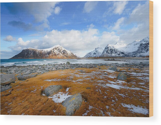Lofoten Wood Print featuring the photograph 32 Blues by Philippe Sainte-Laudy