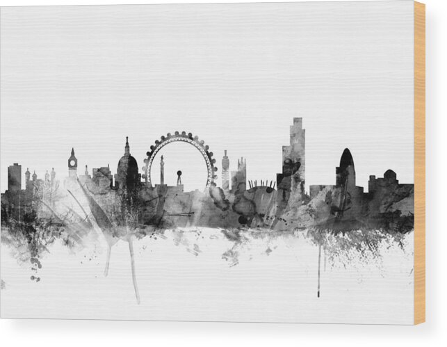 London Wood Print featuring the digital art London England Skyline #32 by Michael Tompsett