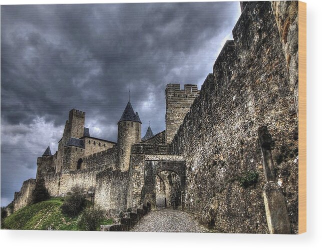 Carcassonne France Wood Print featuring the photograph Carcassonne FRANCE by Paul James Bannerman