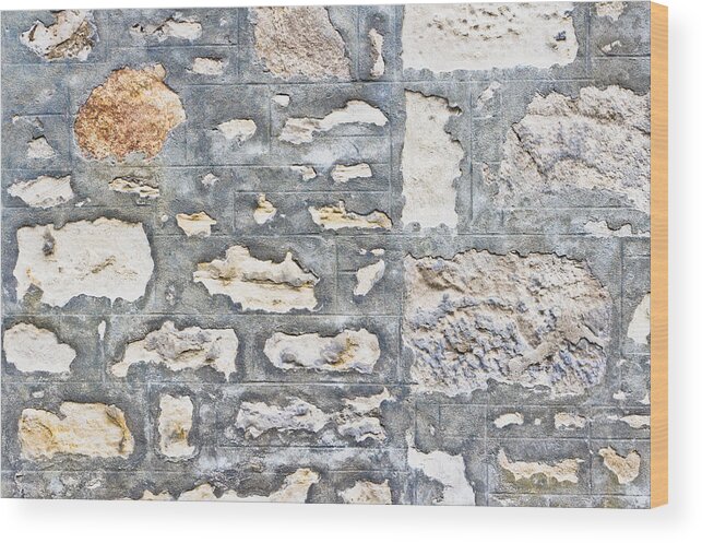 Abstract Wood Print featuring the photograph Stone wall #33 by Tom Gowanlock