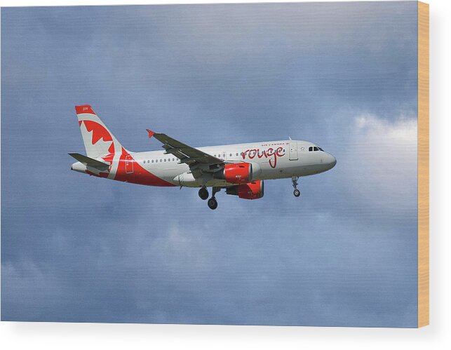 Air Canada Wood Print featuring the photograph Air Canada Rouge Airbus A319-114 #4 by Smart Aviation