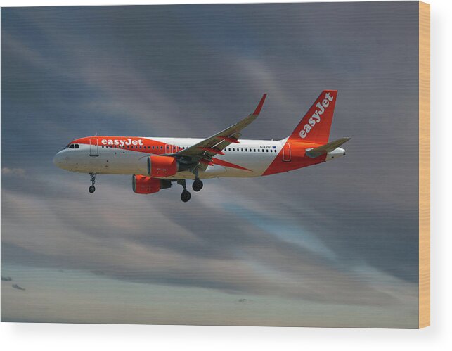 Easyjet Wood Print featuring the photograph EasyJet Airbus A320-214 #4 by Smart Aviation