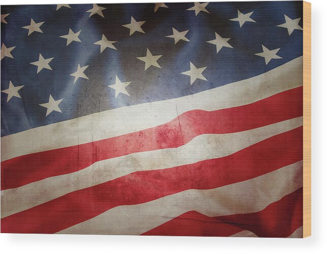American Flag Wood Print featuring the photograph American flag No.176 by Les Cunliffe