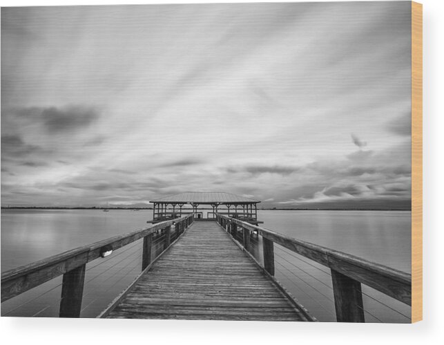 Melbourne Beach Pier Wood Print featuring the photograph Melbourne Beach Pier Sunset #4 by Stefan Mazzola