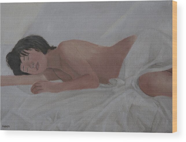 Nude Wood Print featuring the painting Morning #4 by Masami Iida