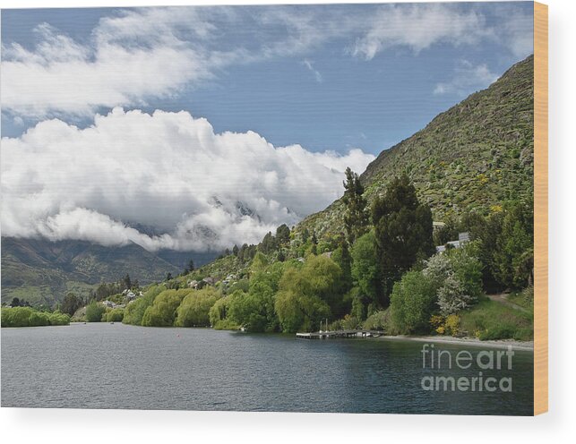 Queenstown New Zealand. Remarkable Ranges And Lake Wakatipu. This Water Is So Pure That It Even Does Not Conduct Electricity. Wood Print featuring the photograph Queenstown New Zealand. Remarkable ranges and lake Wakatipu. #4 by Yurix Sardinelly