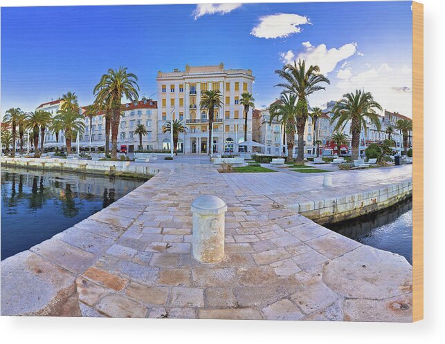 Split Wood Print featuring the photograph Split waterfront panoramic view from pier #4 by Brch Photography