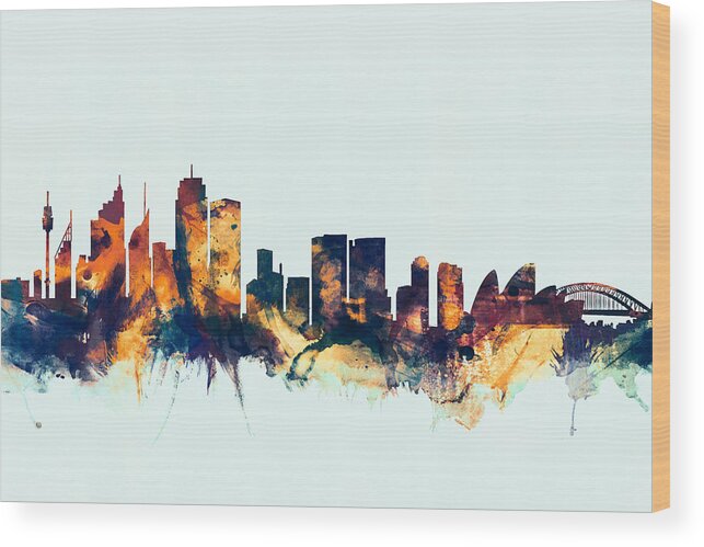 Sydney Wood Print featuring the digital art Sydney Australia Skyline #4 by Michael Tompsett